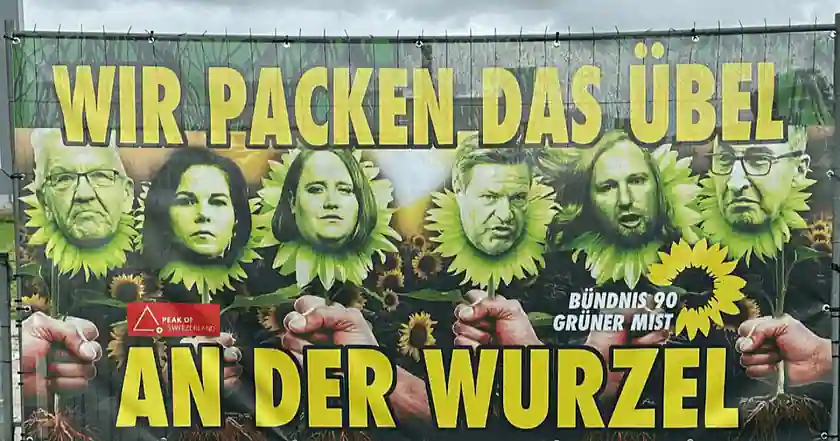 GRUENE Plakat Wir packen das Übel an der Wurzel